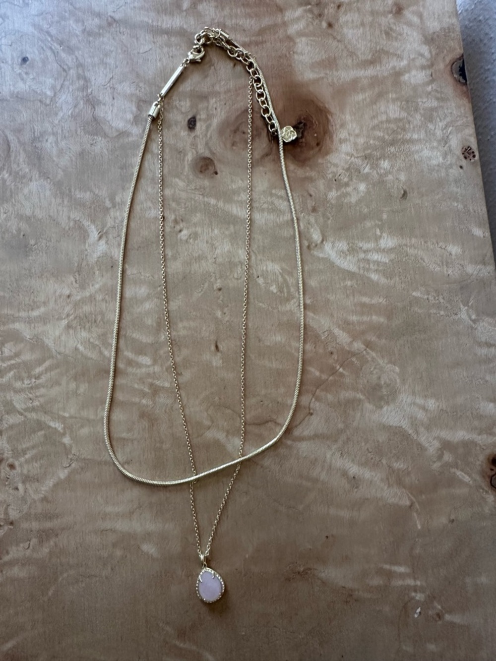 Kendra Scott x Target Gold Layered Necklace with Rose Quartz Pendant